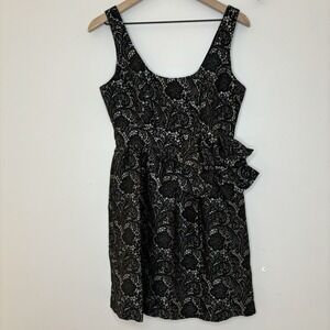 Tibi Cocktail Dress Black Mini Jacquard Bow Party Whimsigoth Feminine Dark Fairy